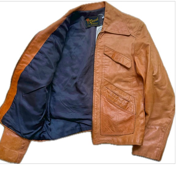 Reed Genuine Leather Jacket – Tan Caramel Color Classic Style - Picture 4 of 8